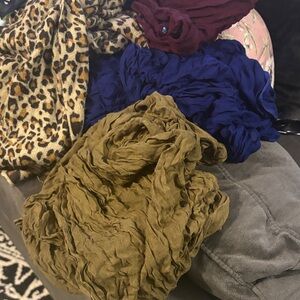 Leopard Print and Solid Color Scarf Set